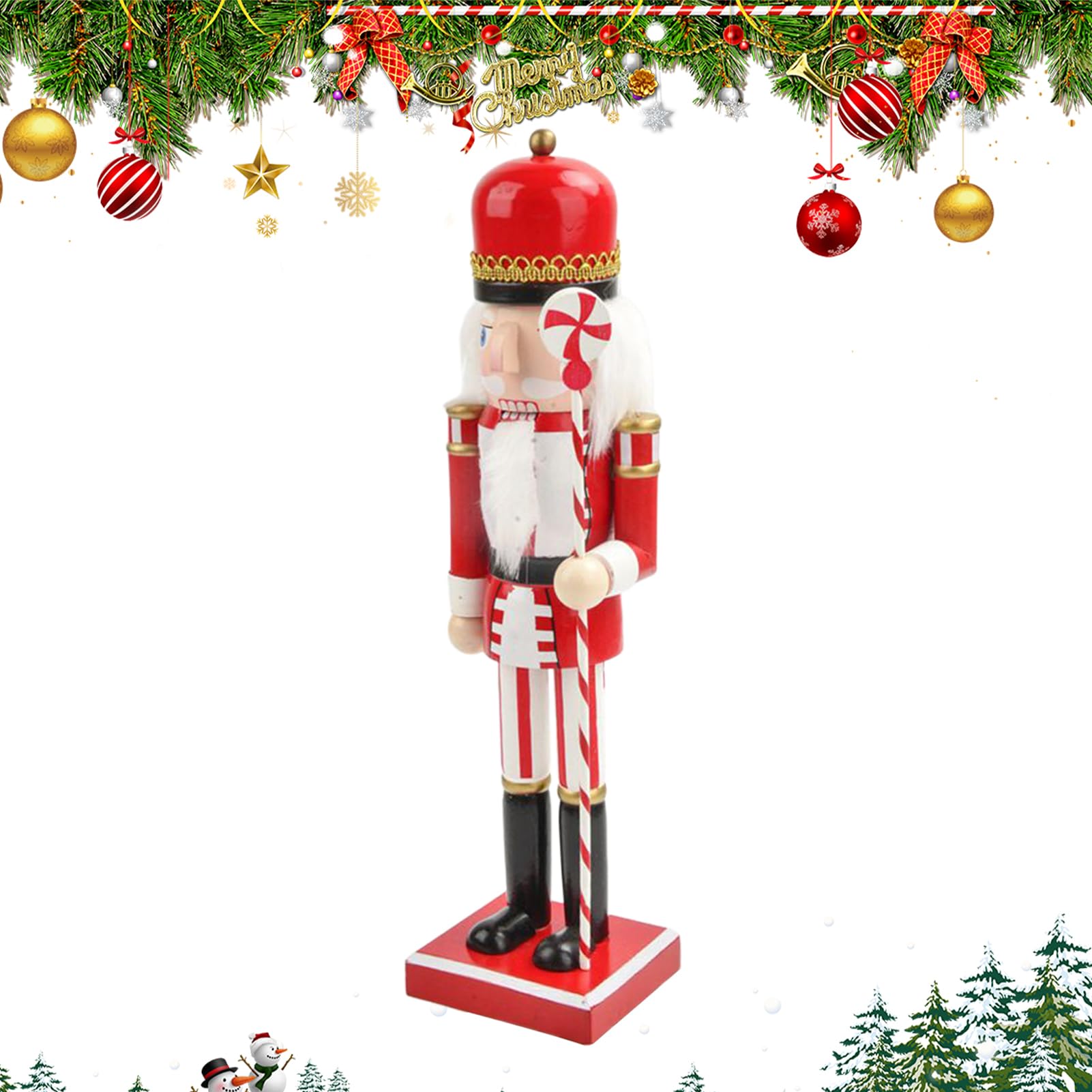 Casse-Noisette Soldat Bois 38 cm : Statuette Déco de Table Salon