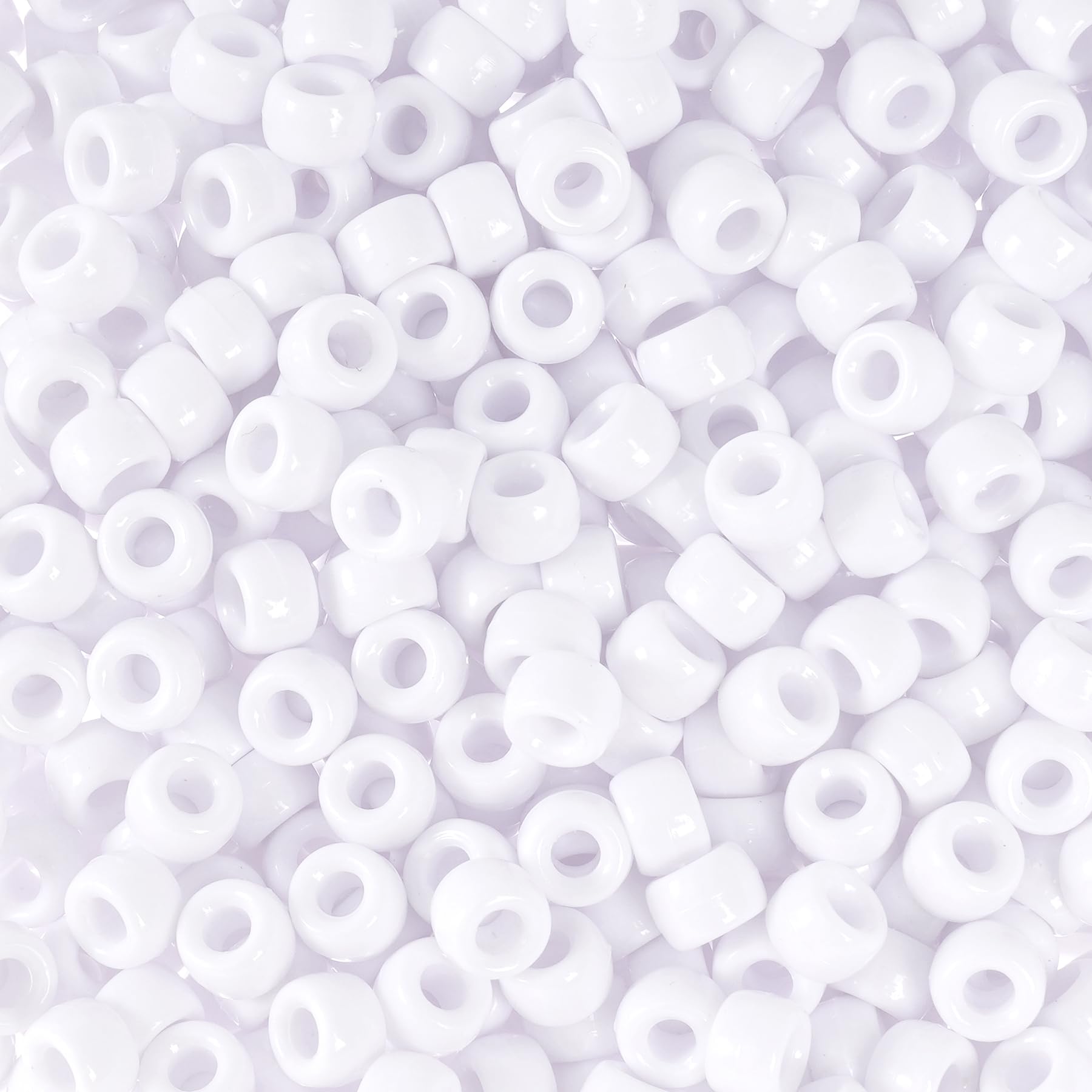 1000 Pcs White Pony Beads Assorted Opaque Round Plastic Beads for Home Decor Necklaces Bracelets Earrings DIY Crafts (White)