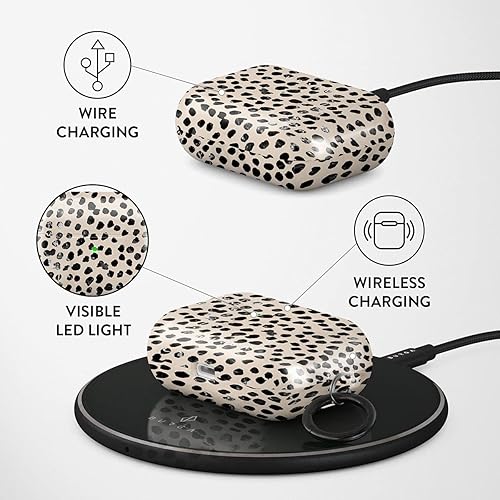 Miniatura 6 de BURGA Paquete de fundas para iPhone 13, diseño de lunares negros y funda rígida para Airpod compatible con Apple Airpods Pro, color almendra latte,