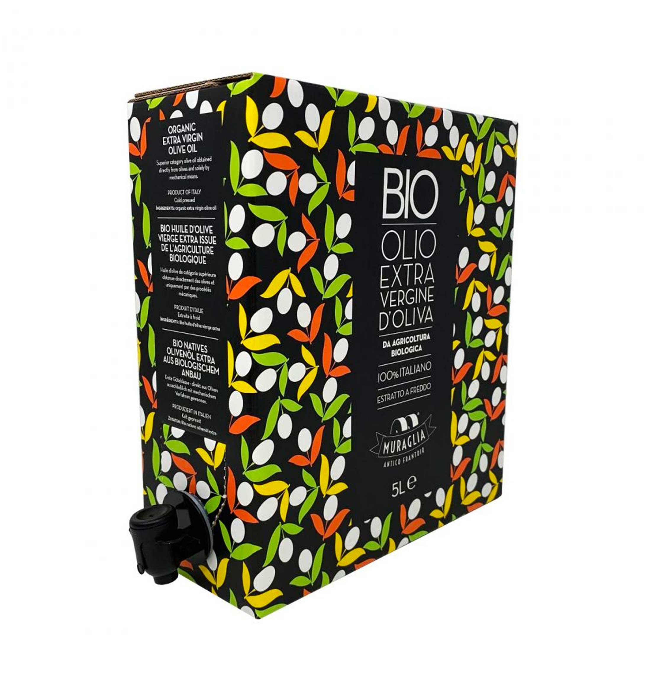 Frantoio Muraglia, Bag in Box di Olio Extra Vergine d'Oliva con Dosatore da 5 lt, Fruttato Intenso