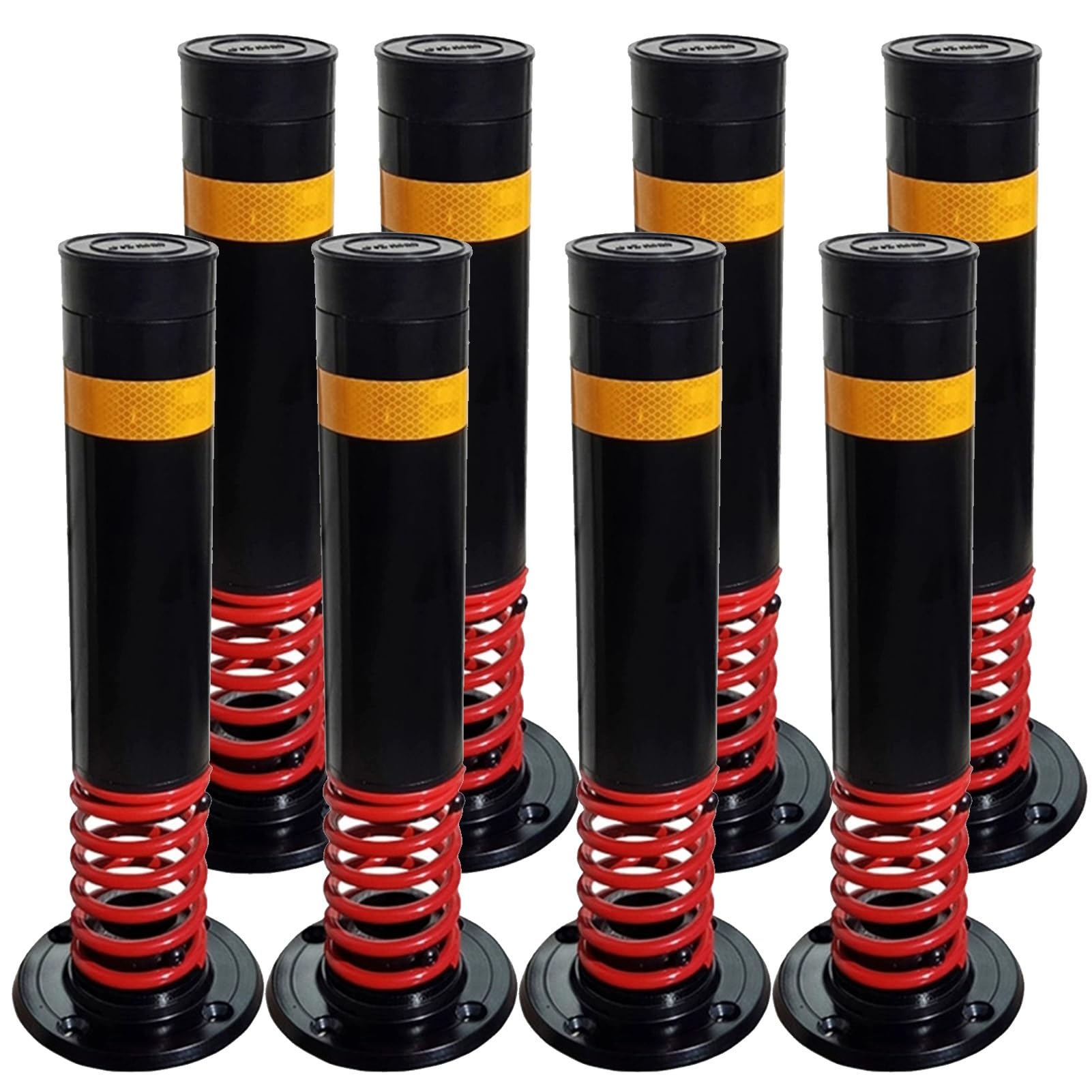 Genérico Bolardo de Seguridad Plegable con Cerradura, Poste Reflectante para señalización Vial, Barrera de estacionamiento con Resorte, delimitador y Controlador de Acceso vehicular, Juego de 8 Poste