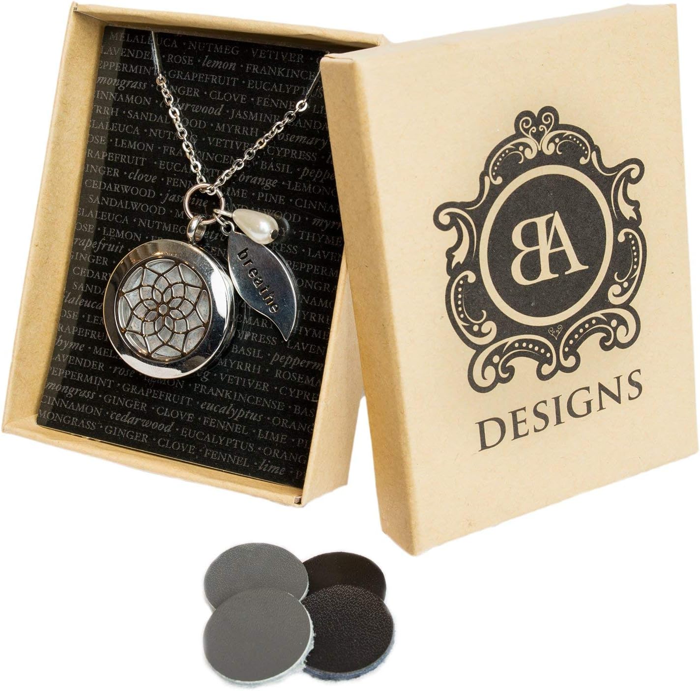 Stainless Steel Essential Oil Diffuser & Aromatherapy Locket Necklace, Hypo-Allergenic 316L Surgical Grade Stainless Steel,18 Chain with 2" Extender, Perfect to Use with Young Living & Doterra Oils