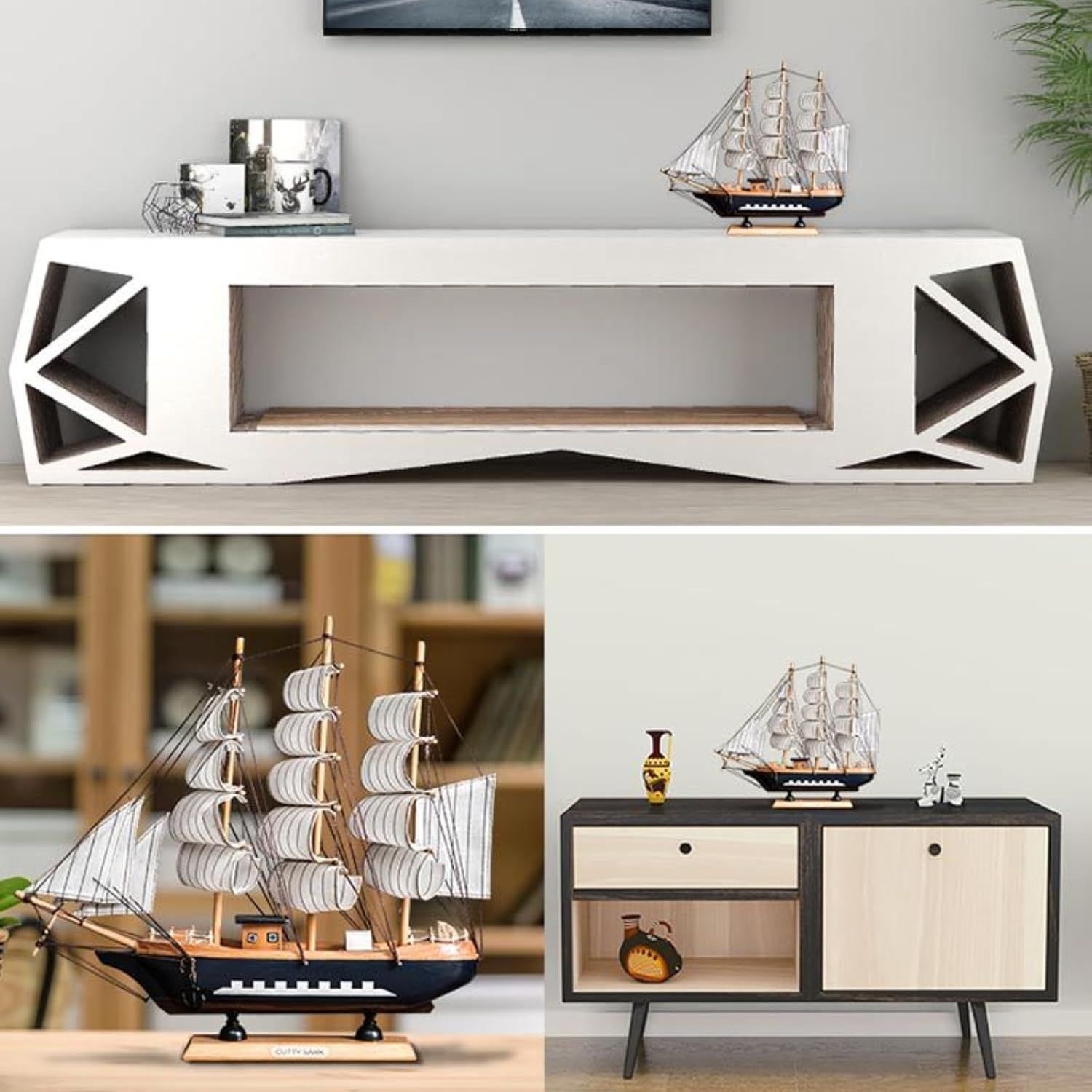 海遥出品 Jinghui 宇宙戦艦ヤマト プラモデル 船 置物 帆船ストライプ柄の