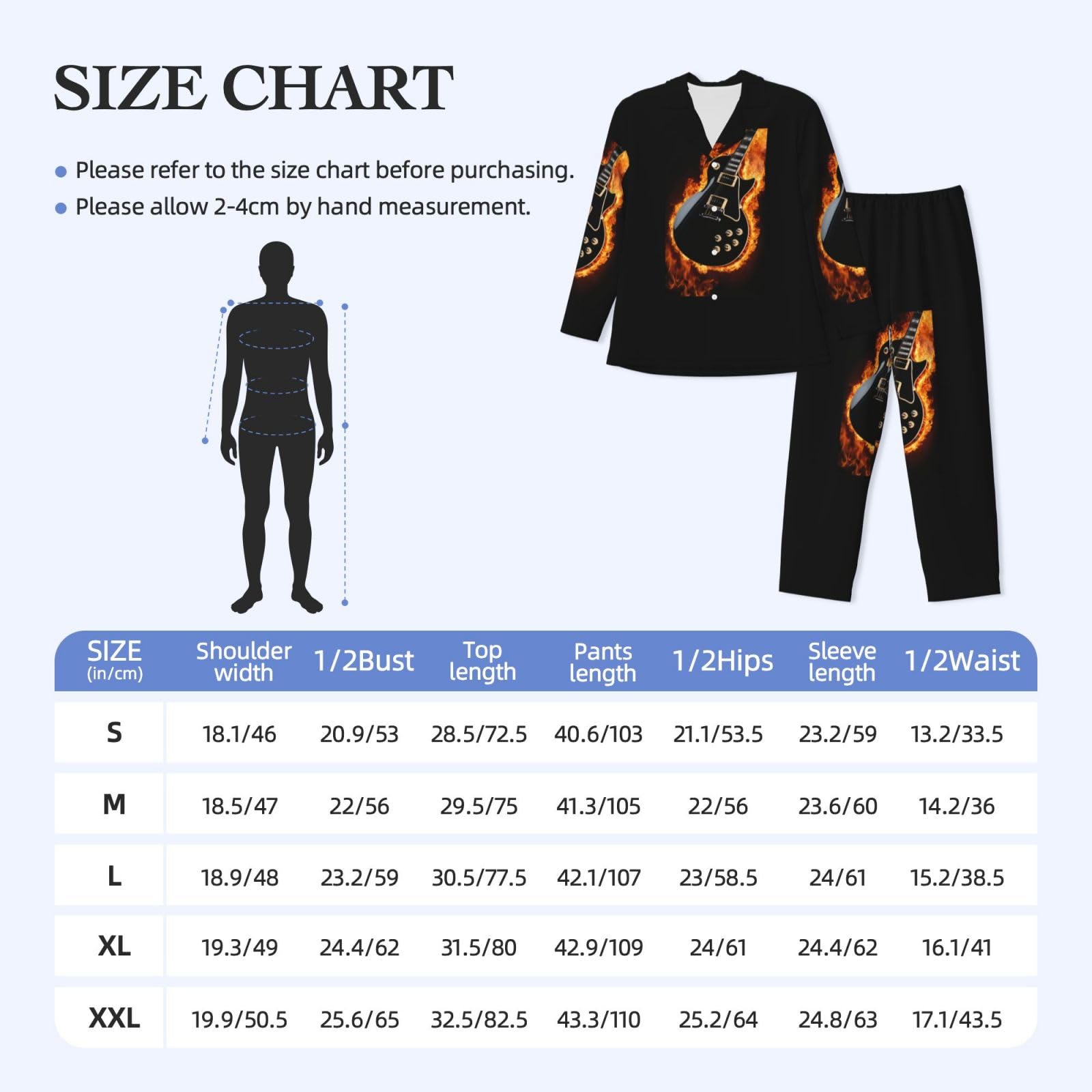 Chitarra Elettrica Stampa Uomo Manica Lunga Pigiama Set Due Pezzi Lounge Pantaloni Per Inverno Autunno Primavera Estate