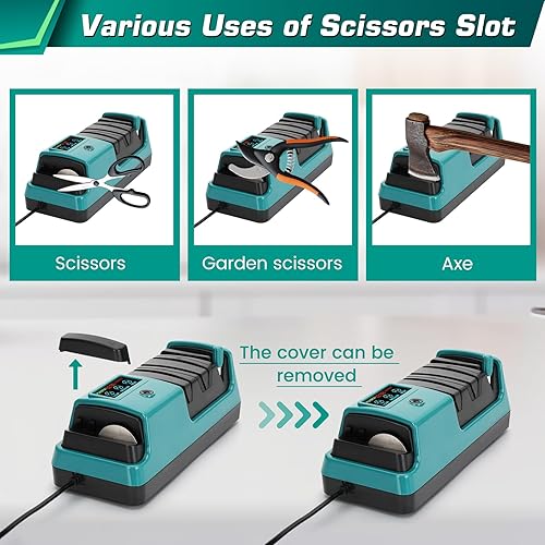 Miniatura 6 de Afilador de cuchillos eléctrico 5 en 1, verde