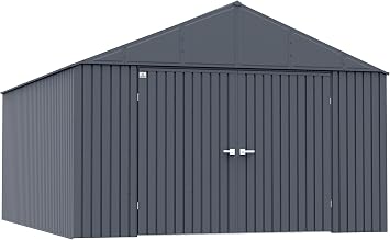 Arrow Shed Elite 12 x 16 Tall Outdoor Steel Storage Shed with High Gable and Lockable Doors Storage Building, Anthracite