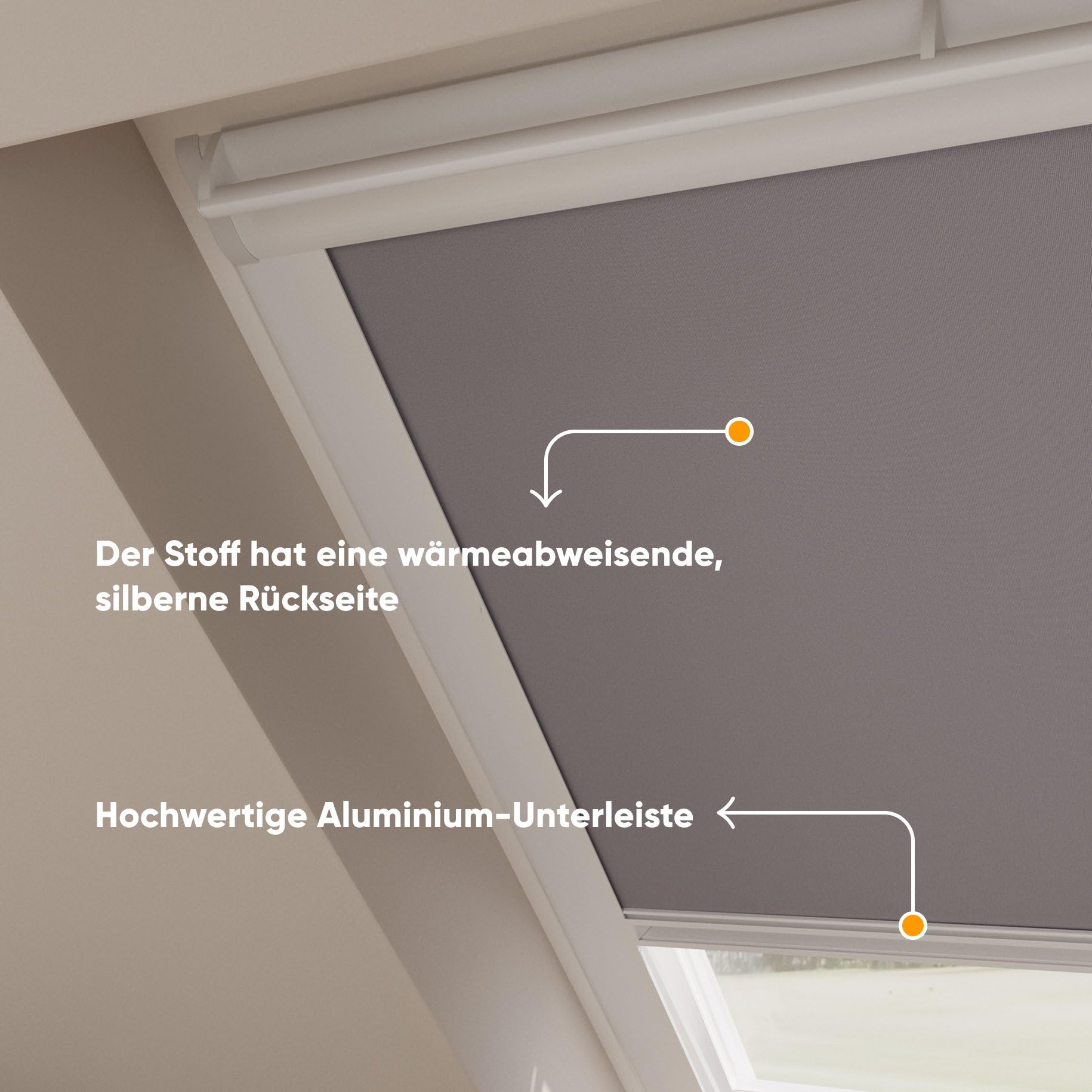 DTCH® Dachfenster verdunkelungsrollo für VELUX MK06 hellgrau mit Führungsschiene, dachfenster Rollo, dachfenster verdunkelung, Rollo für dachfenster