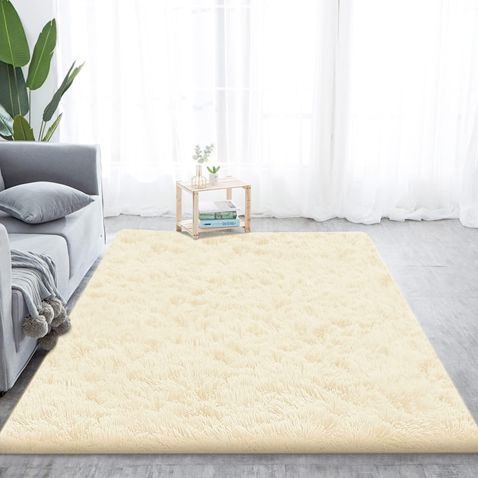 Modern Area Rugs Soft Decor Rug for Bedroom Living Room Nursery Floor Fluffy Shag Collection Rug Plush Fuzzy Shaggy Throw Rug Washable Faux Sheepskin Fur Mats Accent Rug Carpet Beige 8x10