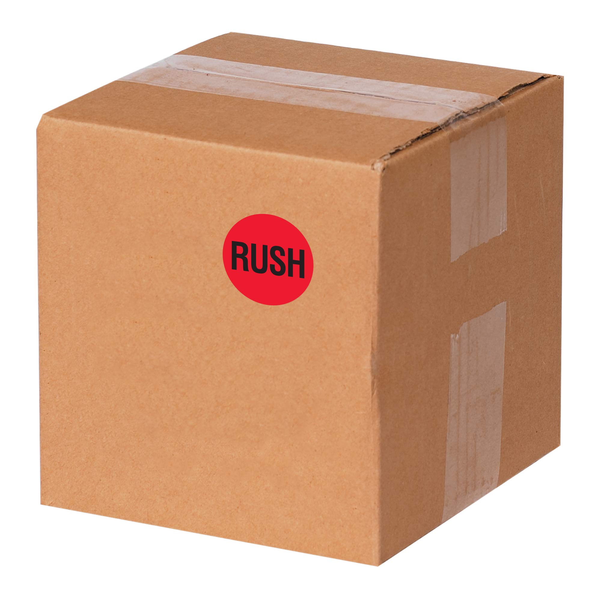 Discount Tag & Label 'Rush' Shipping Labels/Stickers, 2' x 2', Red/Black, 500 Labels Per Roll (1 Roll)