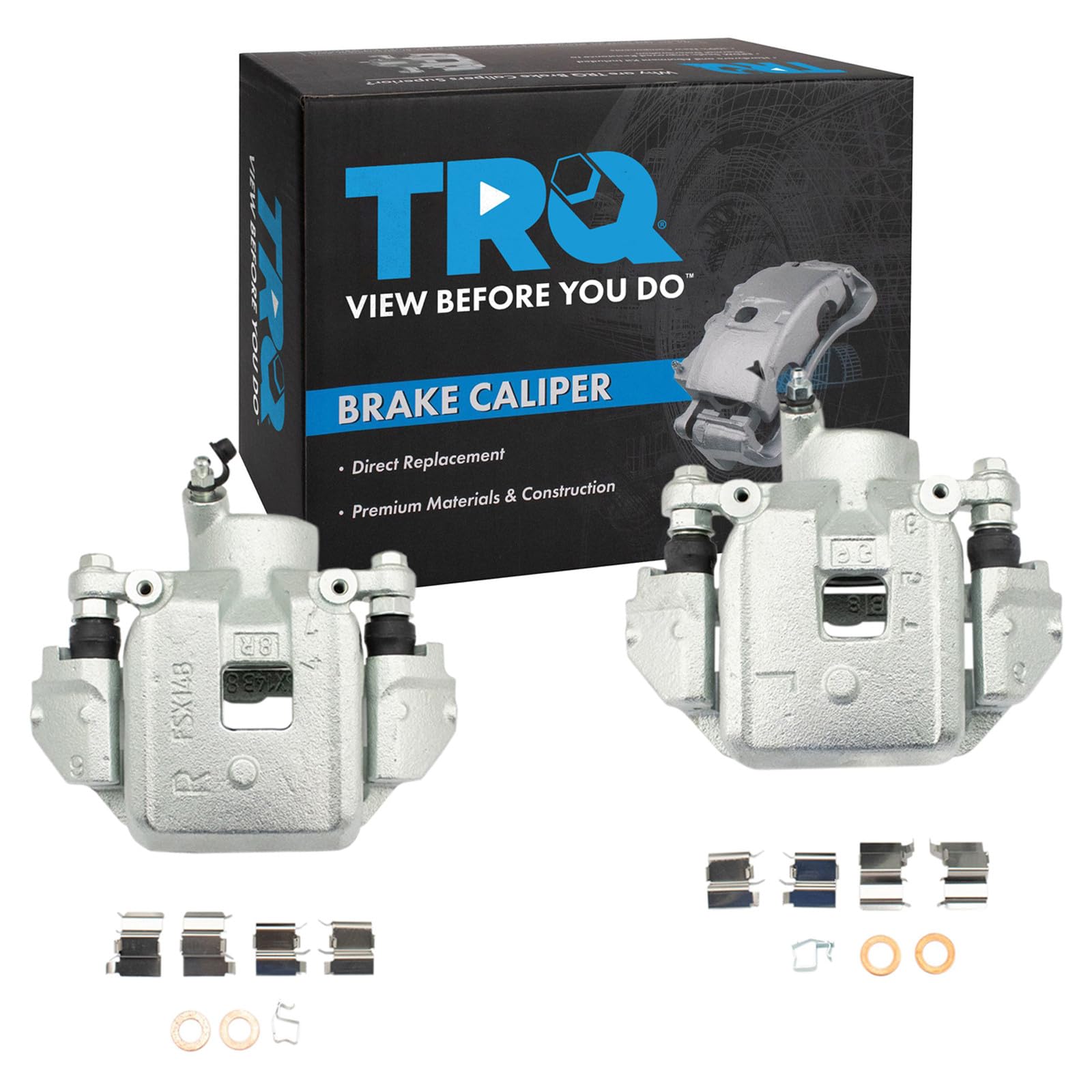 TRQ Rear Driver and Passenger Side Brake Caliper Set Caliper Brackets