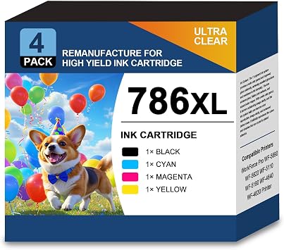 Remanufactured T786 786XL T786XL Ink Cartridge Combo Pack T786XL120 T786XL220 T786XL320 T786XL420 Ink Replacement for WorkForce Pro WF-5690 WF-5620 WF-5110 WF-5190 WF-4640 WF-4630 Series Printer