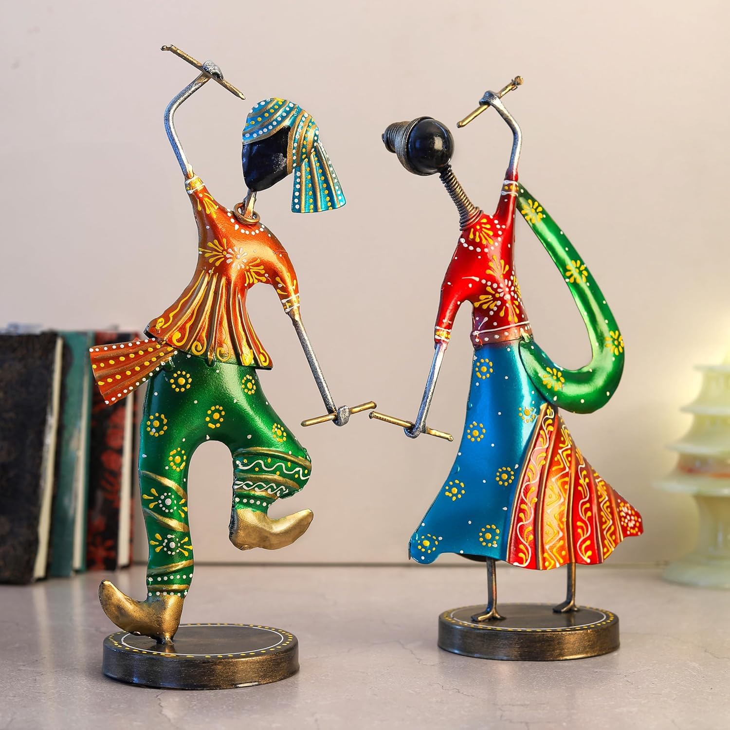 MAA BHAWANI HANDICRAFTS Metal Garba Dandiya Couple Showpiece