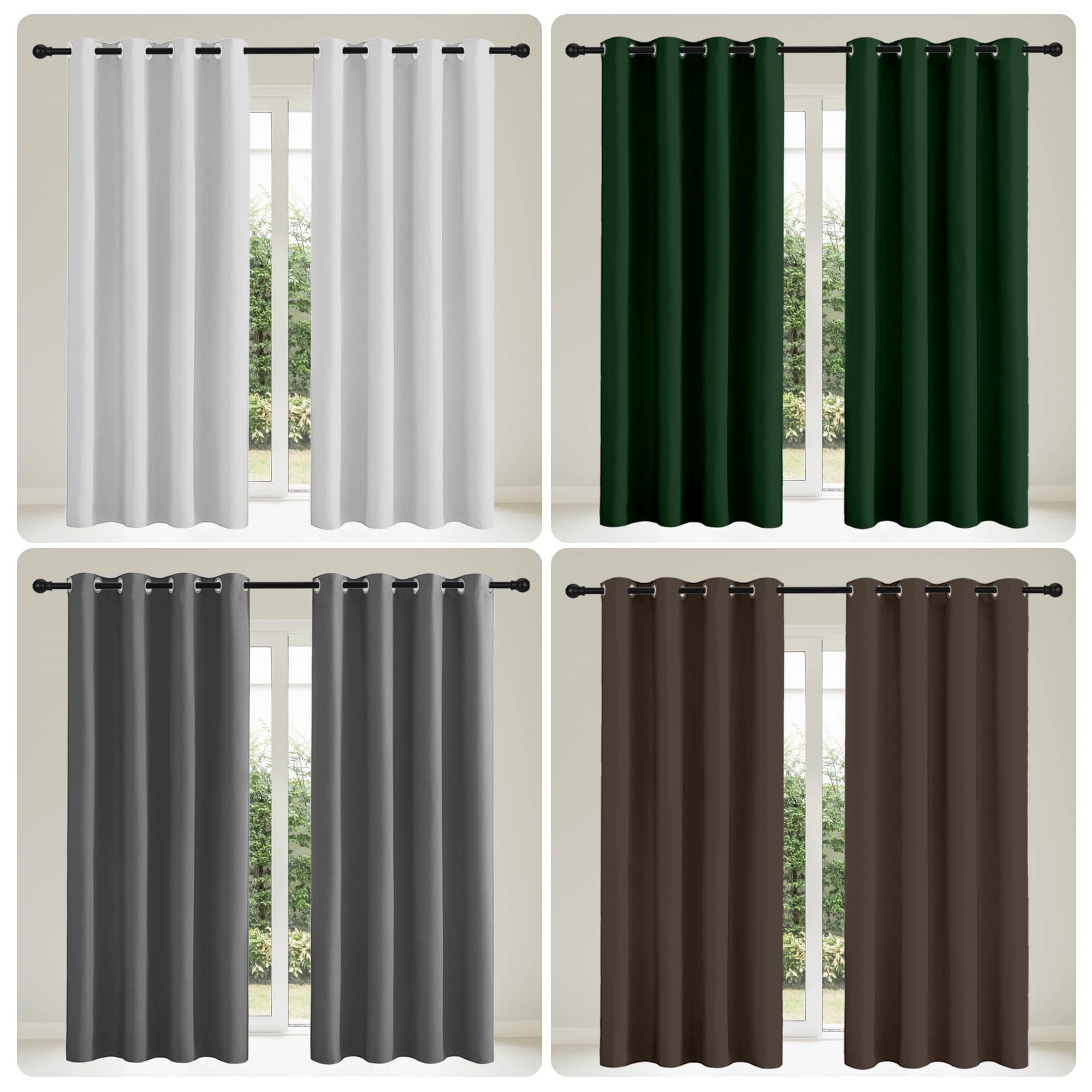 Rideaux 240 x 190 cm Thermique Isolant Anti Froid Chaleur Rideaux Opaques pour Chambre à Coucher Design Moderne à Oeillets, Plusieurs Tailles pour Chambre Adulte Salon, Noir