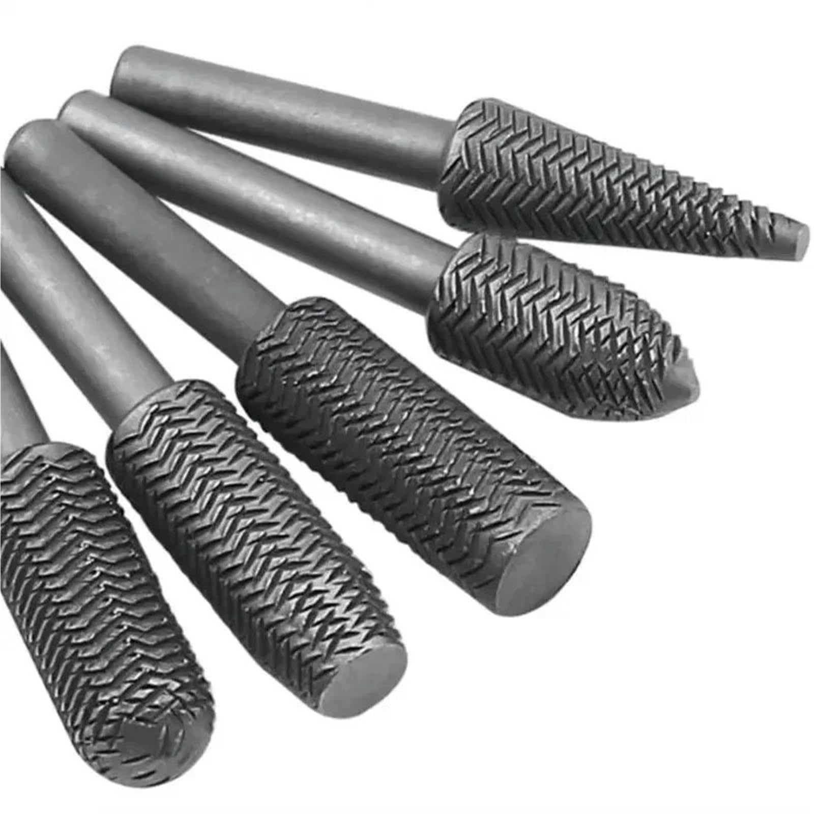 Heavy Duty Rotary File 5Pcs Double Cut Rotary Rasp File Set 6mm Shank Super Hard Steel for Woodworking Metal Grinding