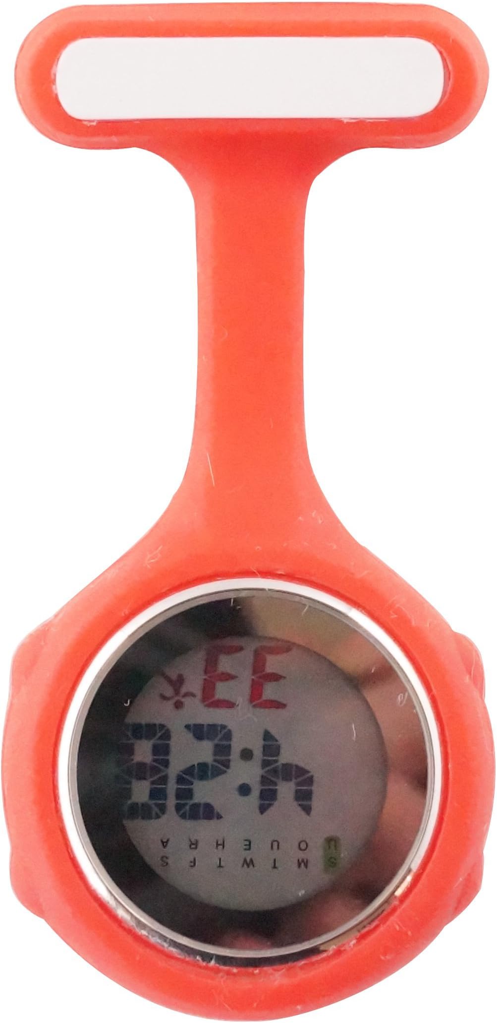 Ellemka JCM-330 FOB Nurse Clip Watch Digital Multi-Functional Quartz Silicone Backlight Brooch Pin Tunic Pendant Paramedic Doctor Nursing Medical Hospital Watches Red Colour