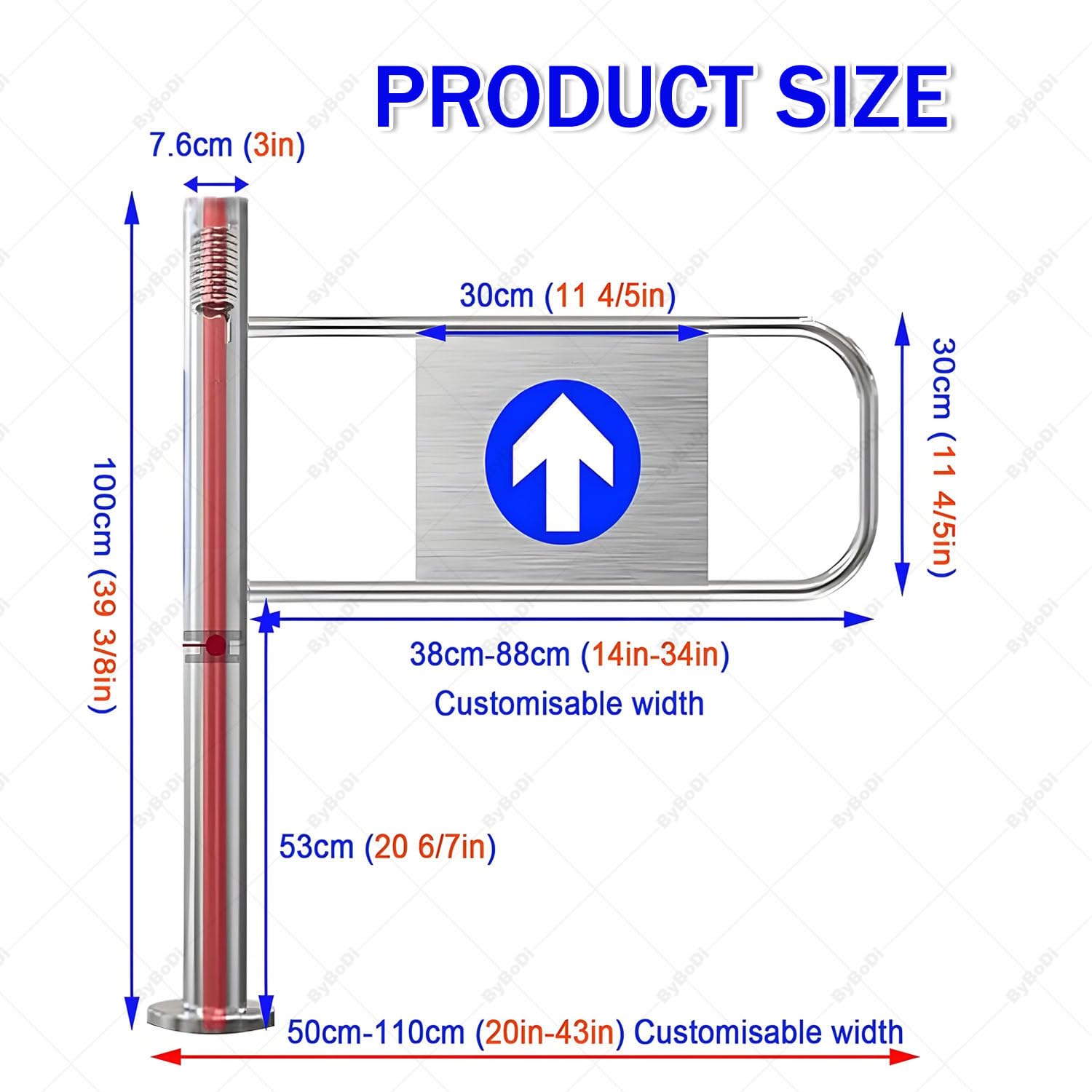 Cancello a Battente Automatico in Acciaio Inox, Chiusura Automatica, cancello a Battente per supermercato, cancello a Battente a 90° in Acciaio Inox, Acciaio Inox Left-50x100cm