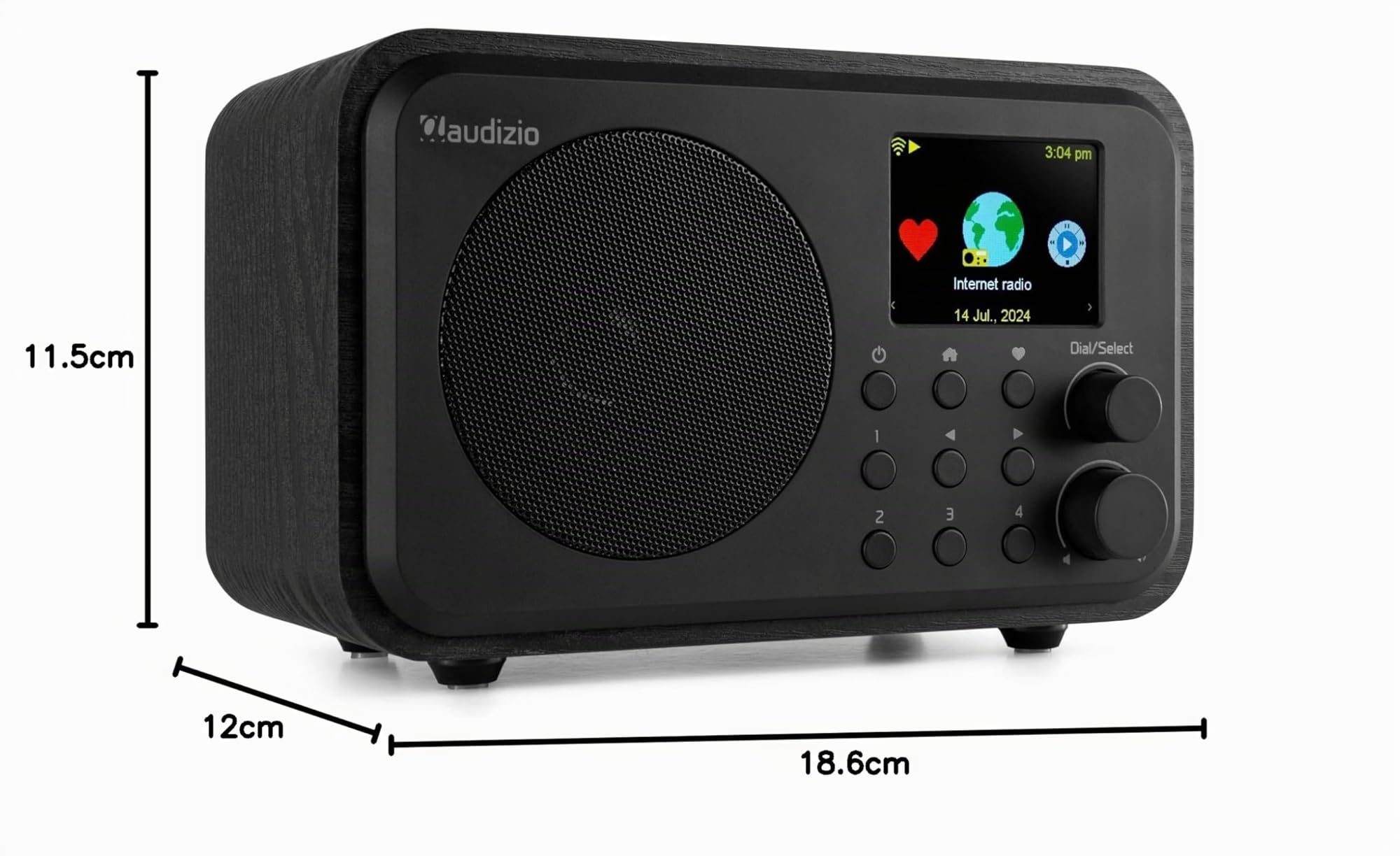 Audizio Vicenza Radio Digital DAB+ FM e Internet Bluetooth 5.0, Batería Recargable, Pantalla a Color, Negro WiFi