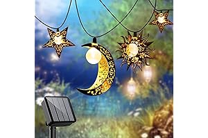YouxTMo Solar String Lights Outdoor Star Moon Sun for Patio, Warm White