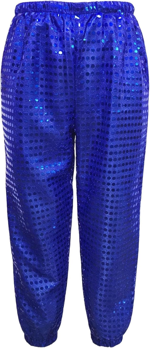 Oplxuo Girls Sequin Jogger Pants Elastic Waist Sparkle Party Trousers