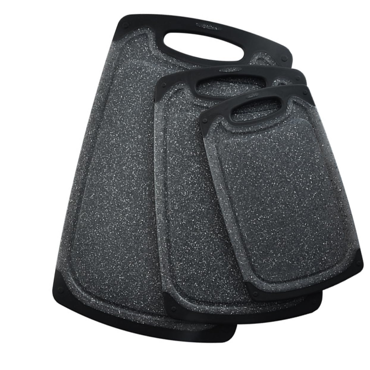 Tagliere Antiscivolo in Plastica Nero 3 Pezzi Spesso