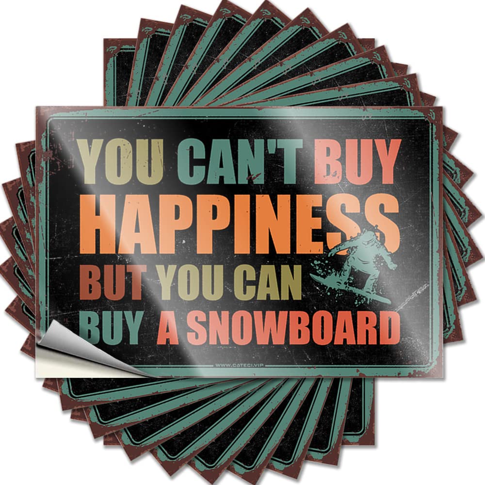 Prank Stickers for Adults You Can't Buy Happiness But Can A Snowboard Funny Sticker 10 Pcs Car Window Stickers Car Decals(12X18CM)
