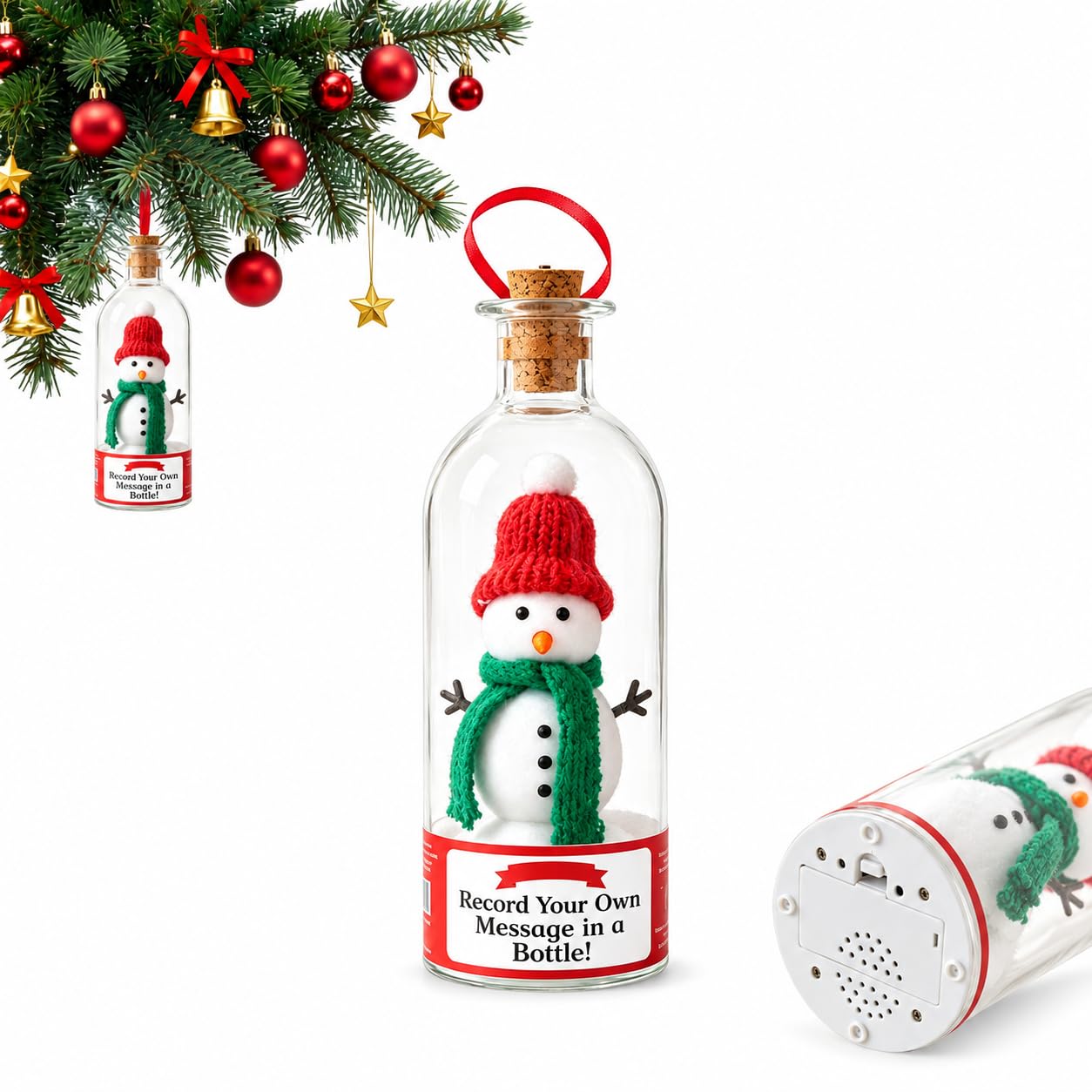 Voice Recording Christmas Ornament, Bottle Message Tree Decor
