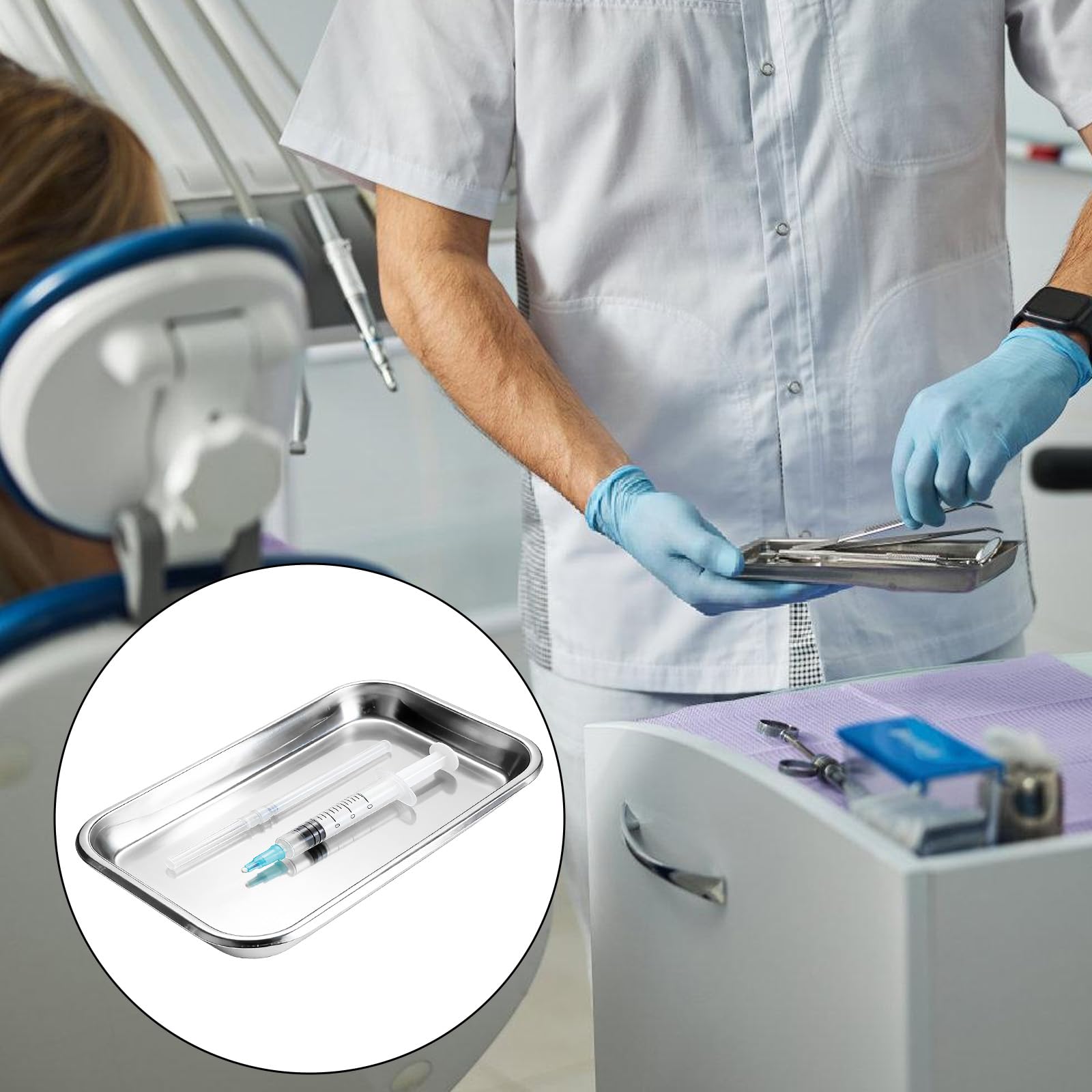 Lot de 10 plateaux rectangulaires en acier inoxydable - 22,5 x 11,7 x 2 cm - Plateau de laboratoire en acier inoxydable - Petits plateaux de service pour laboratoire - Plateau de service dentaire