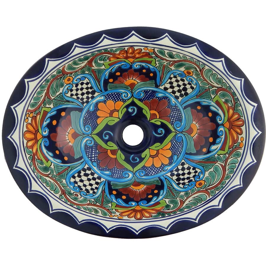 Lavabo mexicain Talavera en céramique peint à la main de 200 cm pour vasque d'exception