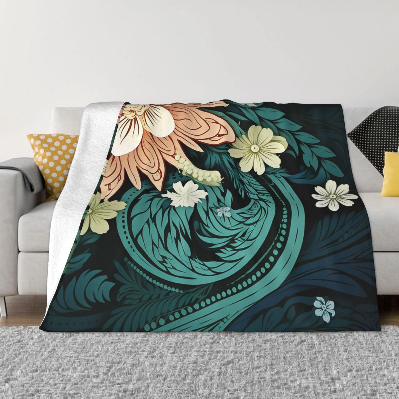 Couverture canapé motif floral pour soirées cocooning et douceur flanelle lit