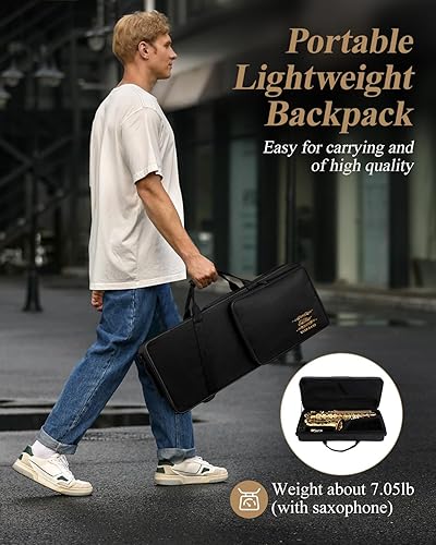 Vista 32 de Saxofón de bronce Eastar profesional Eb plano, kit completo para estudiantes principiantes con estuche de transporte, correas de boquilla, soporte