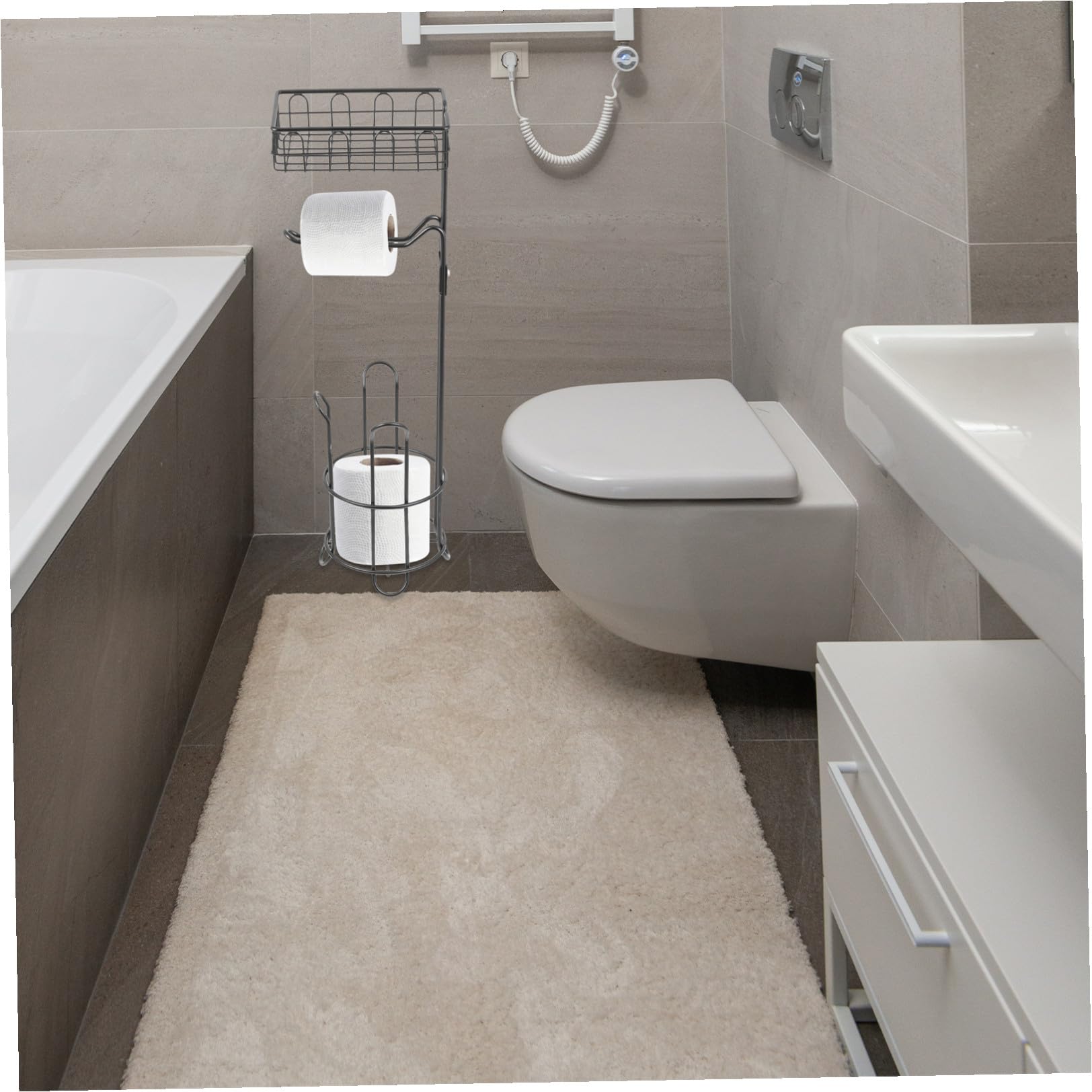 Didiseaon Portarrollos de Papel Higiénico Independiente, Soporte para Rollos de Papel de Hierro, Negro, para Baño y Aseo