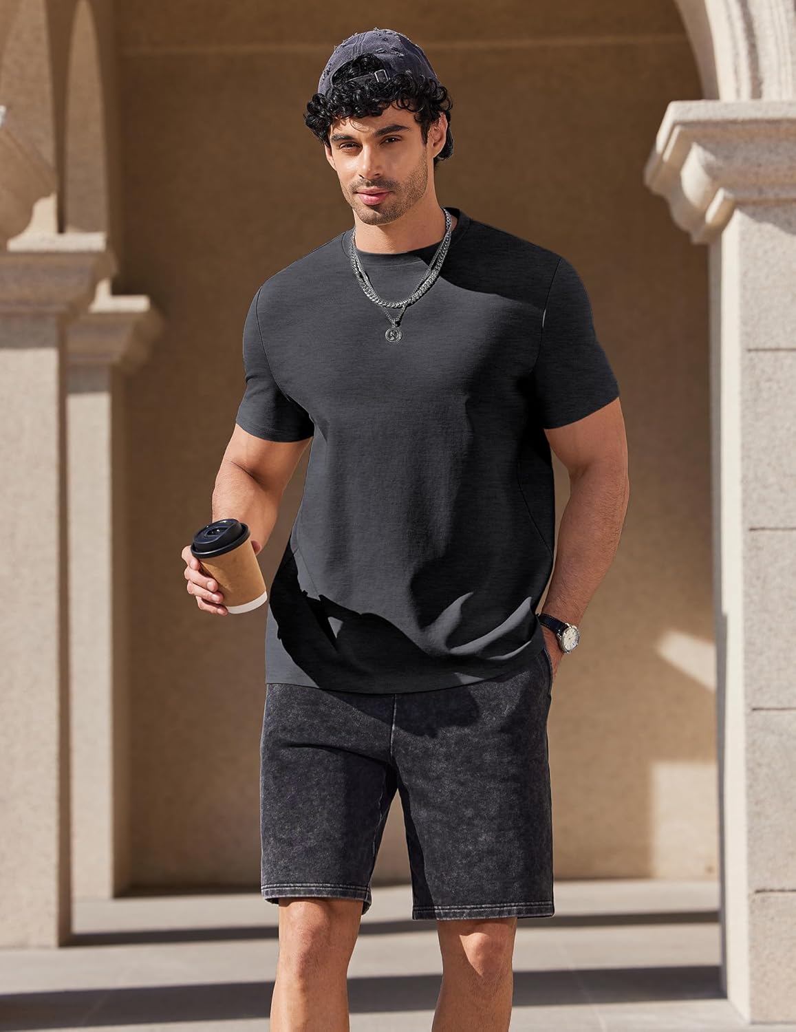 COOFANDY Mens T Shirts Short Sleeve Heavyweight Tshirt Casual Crew Neck Tee Shirts for Men - Image 3