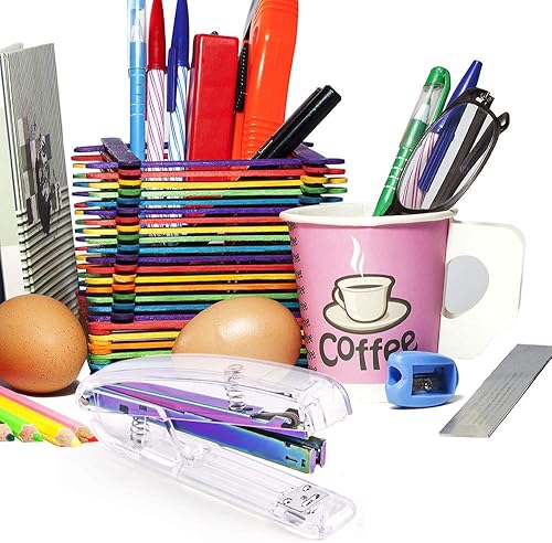 Miniatura 7 de Coopay Engrapadora de acrílico transparente púrpura con 2000 grapas plateadas para accesorio de escritorio de oficina (morado)