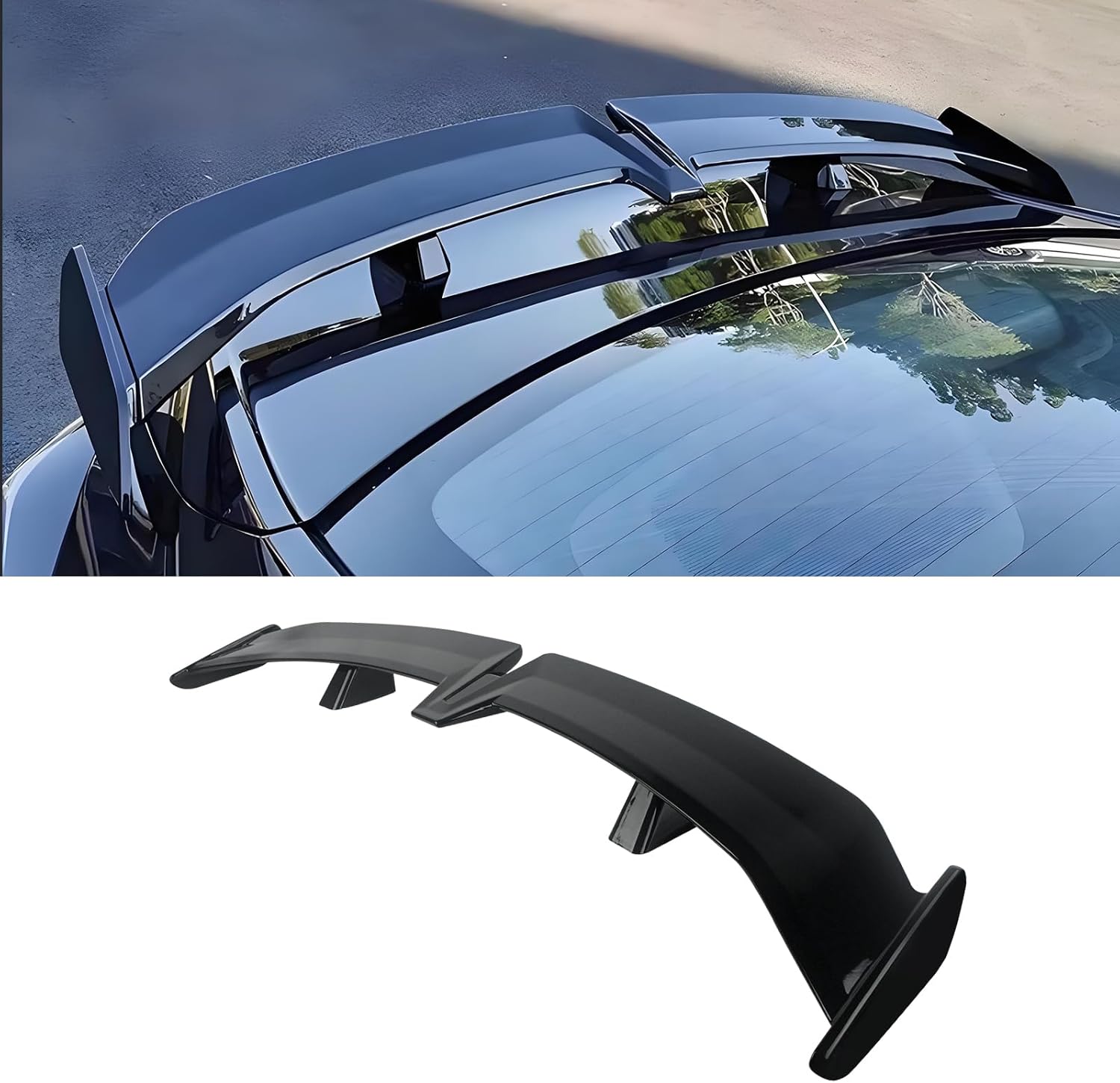 Universal Rear Spoiler 54 Inch Seagull PRO Style Matte Black Rear Trunk Spoiler Wing Lightweight Compatible with 3-Compartment Sedan with a Flat Trunk（Glossy Black）