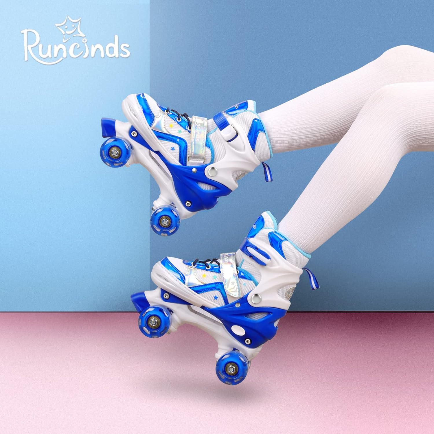 Toddler Roller Skates for Girls Kids Boys, 4 Size Adjustable with Light Up Wheels