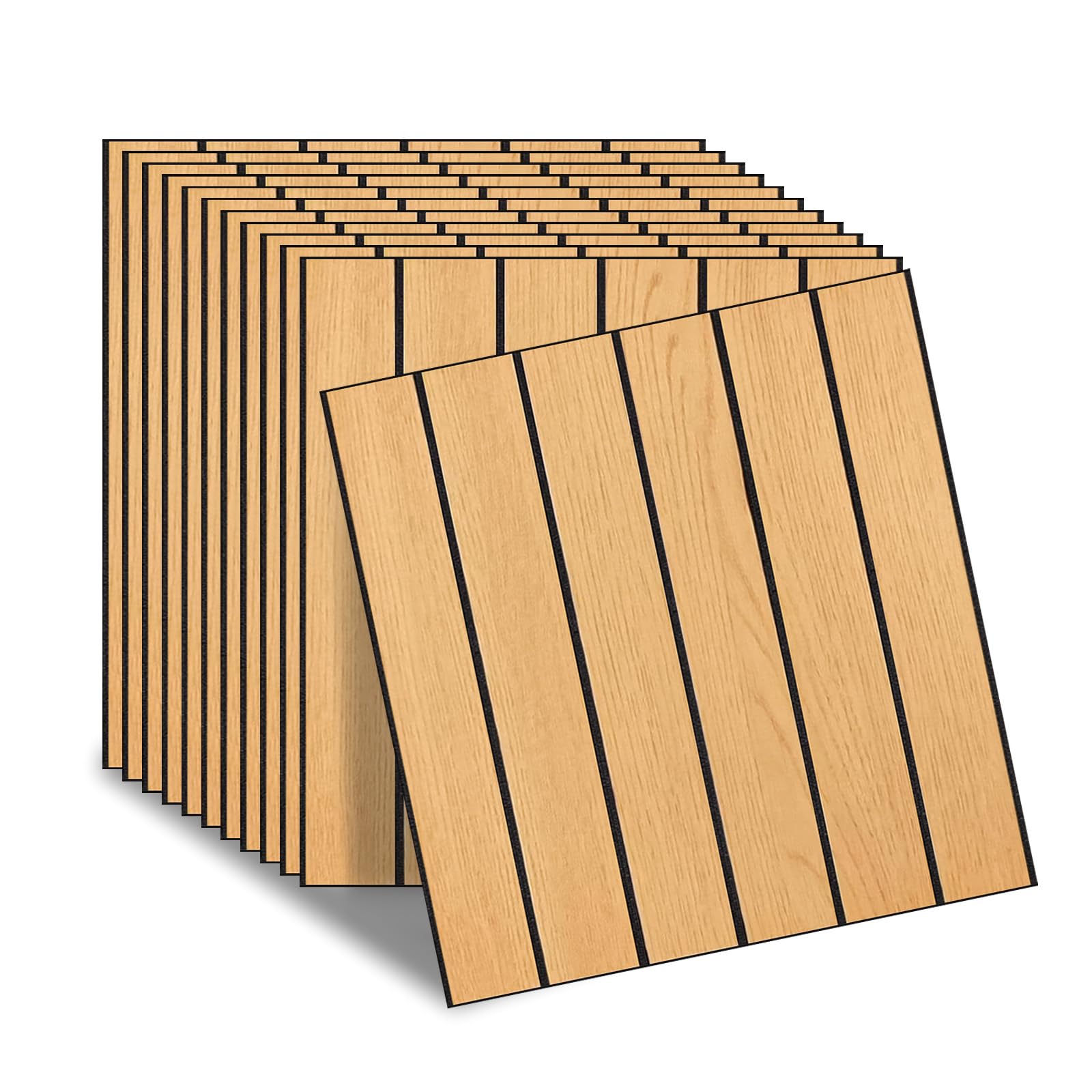 Pannelli Murali Autoadesivi Effetto Legno 30×30 cm – pannelli fonoassorbenti in PVC Fonoassorbenti​​legno pannelli per pareti decorativi rivestimento murale in PVC per salotto, camino (Bruno)