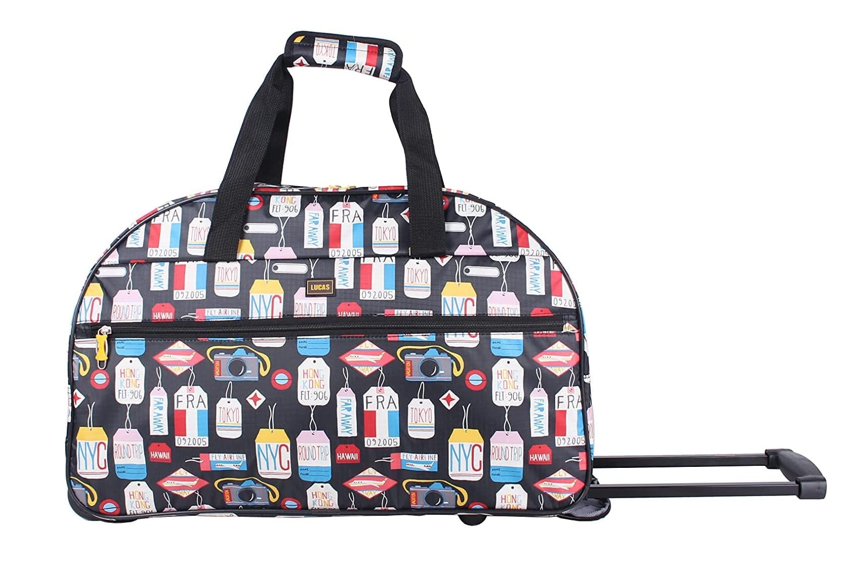 LUCAS Designer Carry On Luggage Collection - Lightweight Pattern 22 Inch Duffel Bag, BLACK, 22in, Lucas Accelerator, 22"