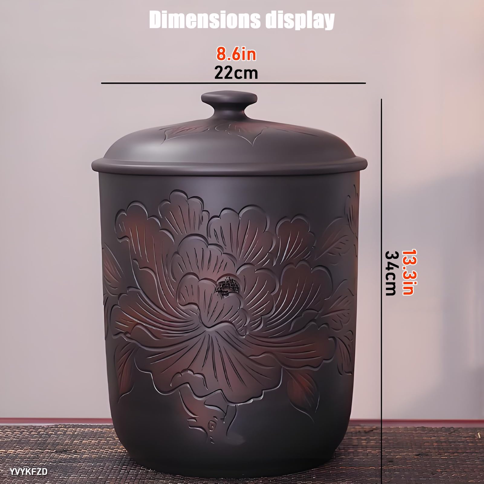 YVYKFZD Tanque De Arroz De Cerámica retro, Botes Cocina Almacenaje para el hogar, Recipientes para Alimentos con tapa, Caja De Almacenamiento De Arroz, Recipientes para Cereales, para soja, maíz(7.5kg