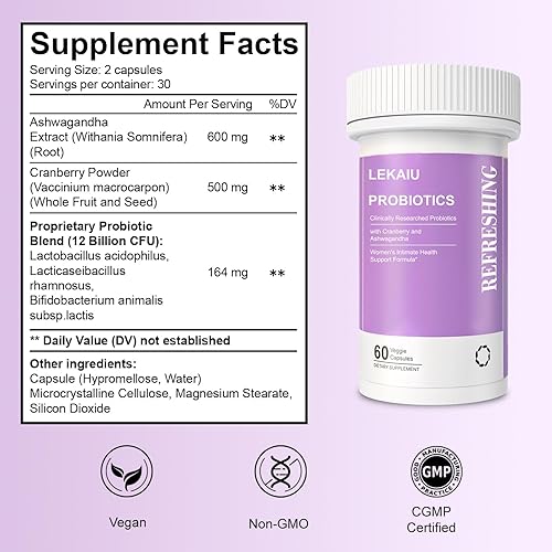 Miniatura 6 de Probióticos vaginales para mujeres - Hidratante vaginal que apoya la salud vaginal, el equilibrio del pH, combate la picazón, el olor y la levadura,