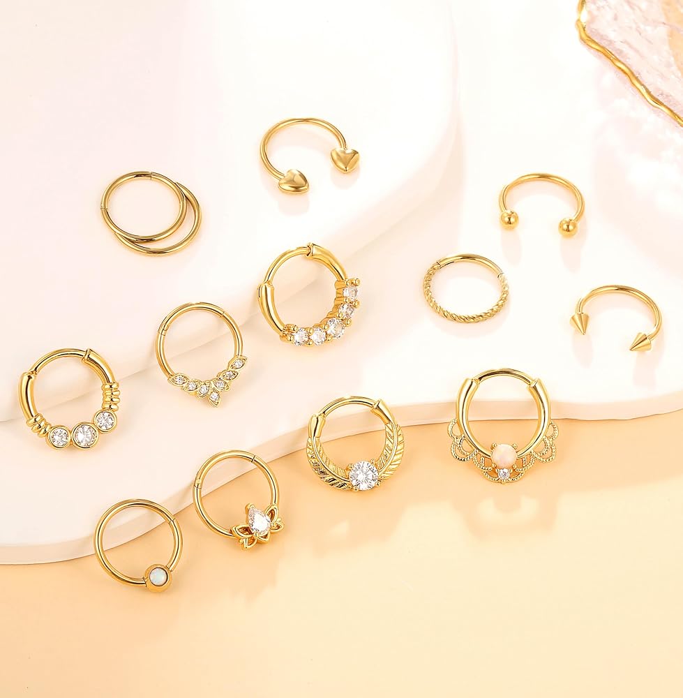 Amazon | Zankulas ゴールドセプタムリング 16g かわいい