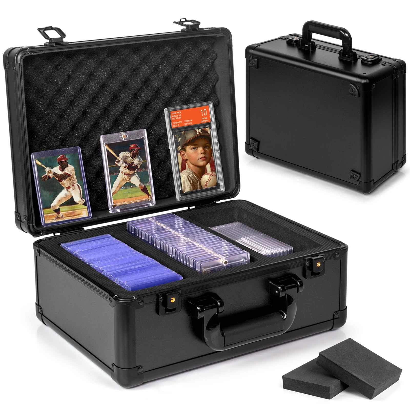 Caja de Almacenamiento para Cartas Calificadas, Caja de Almacenamiento para Cartas de Trading, Porta Slab PSA para Tarjetas Deportivas, Tarjetas Calificadas, Top Loaders, One Touch - 3 Fila