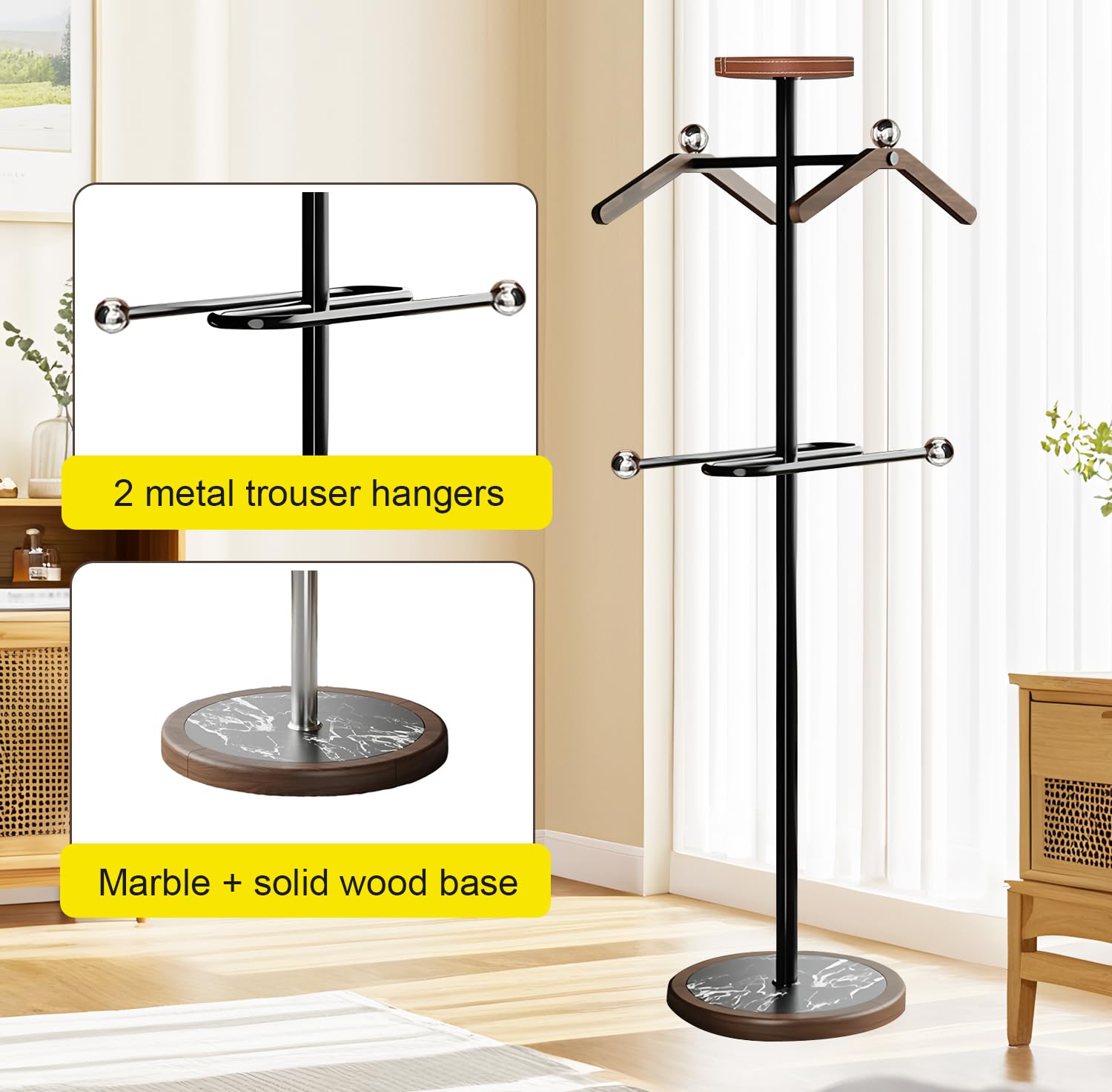 Hanr - Appendiabiti da uomo con pantaloni, 138 cm, con mensola, per camera da letto, soggiorno, bagno, Stummer Diener con Hanrs