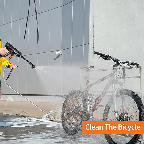 Miniatura 6 de Lavadora a presión inalámbrica, lavadora a presión portátil de 1800 PSI, funciona con batería de 21V con boquilla 6 en 1, cañón de espuma, manguera