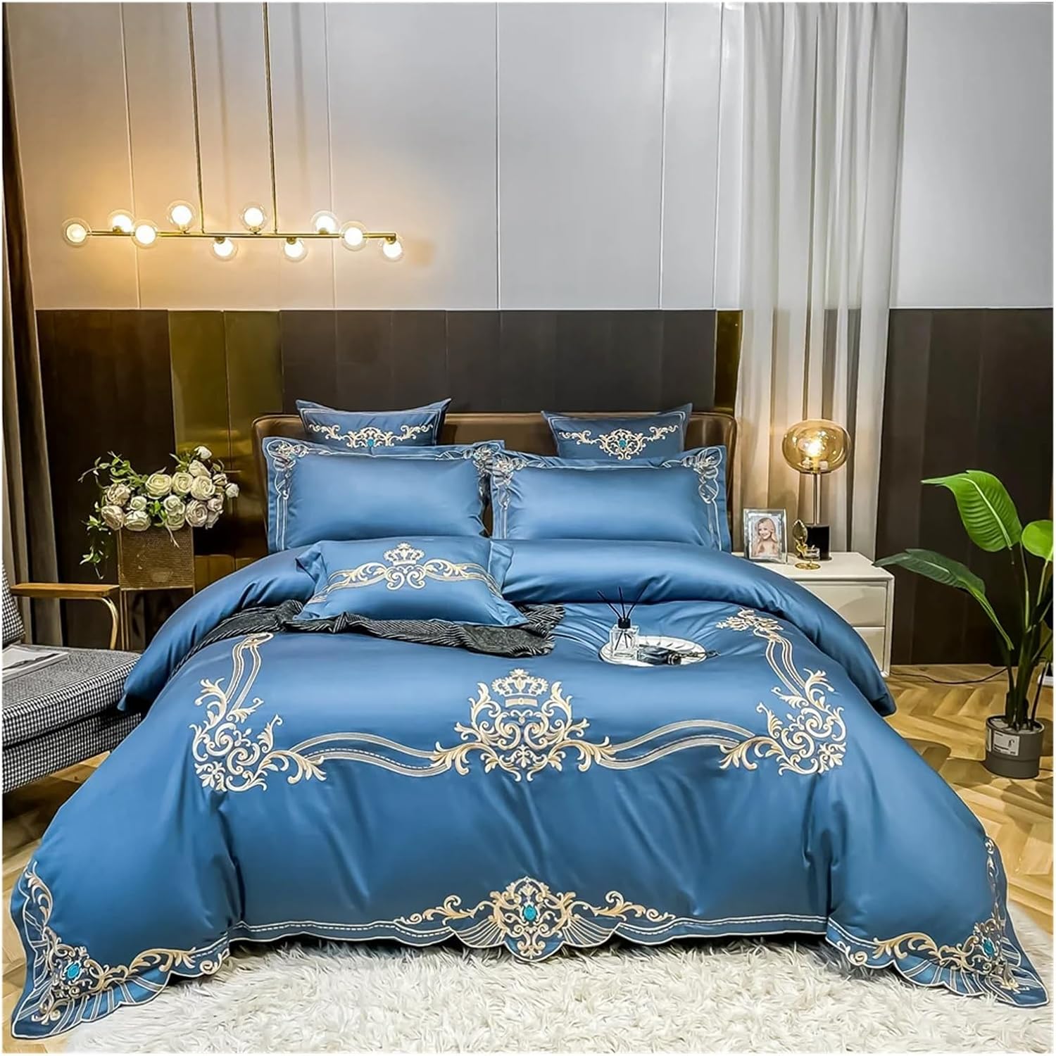 Egyptian Cotton Bedding Set 4pcs King Queen Size Sheet Comforter Cover Pillowcase Bedlinen,Bed