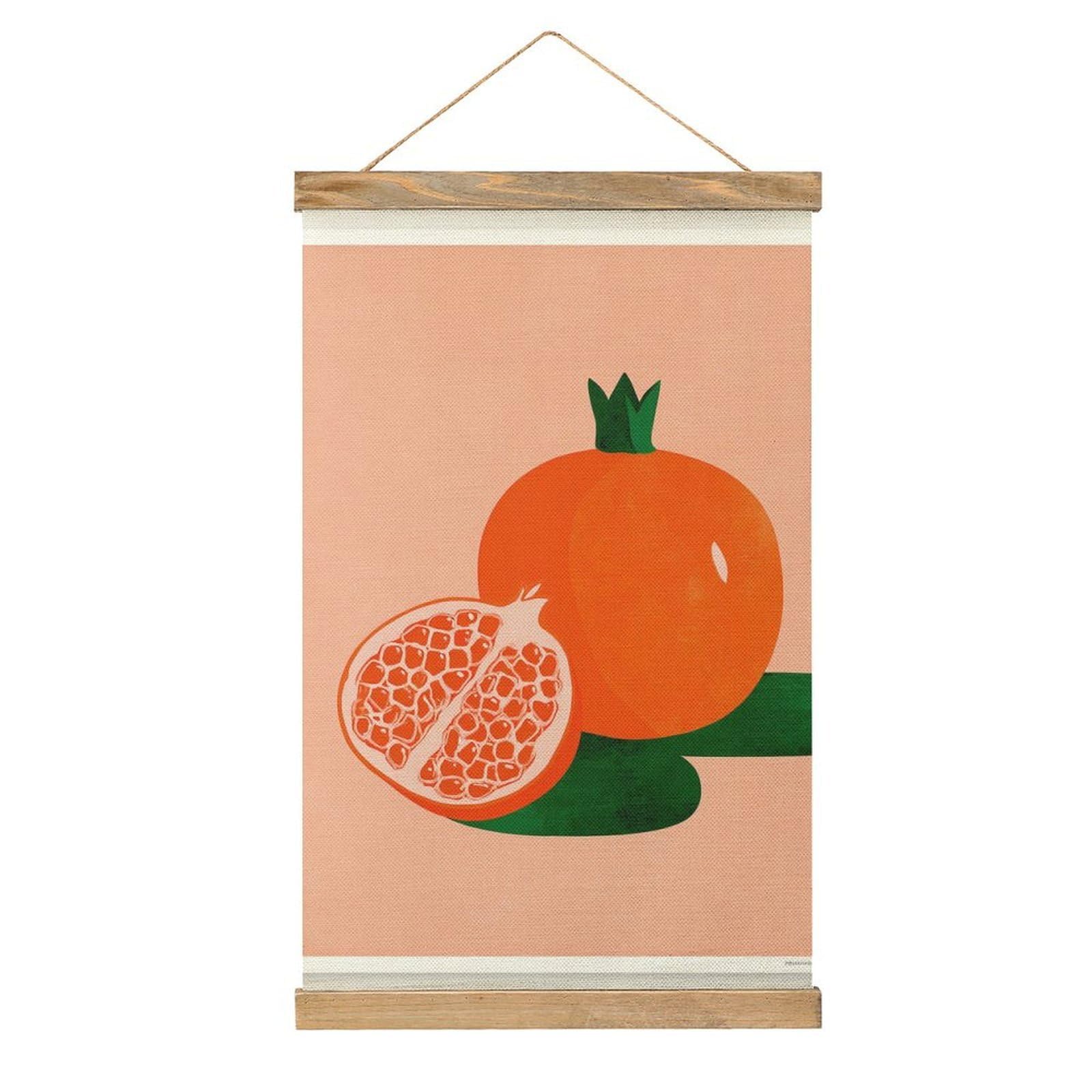 Jubonexis Minimal Whole Pomegranate And One Halved Canvas Painting Wood Frames Poster Hanger Hanging Picture Kit Wall Art