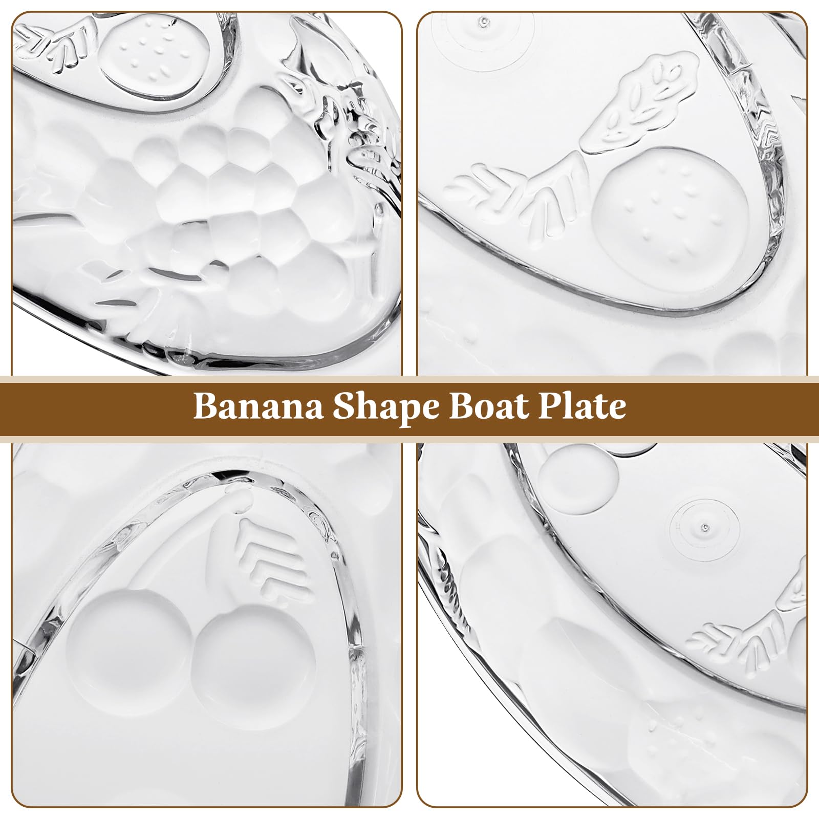 Confezione da 8 piatti a banana per gelato e gelato in acrilico, ciotole trasparenti a forma di banana, perfette per feste, per dessert, cupcake, yogurt, frutta, snack