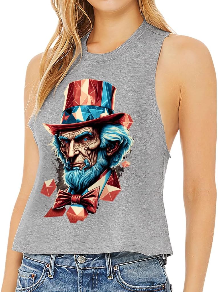 Cool American Racerback Cropped Tank - Gifts for Patriotic - Unique Items
