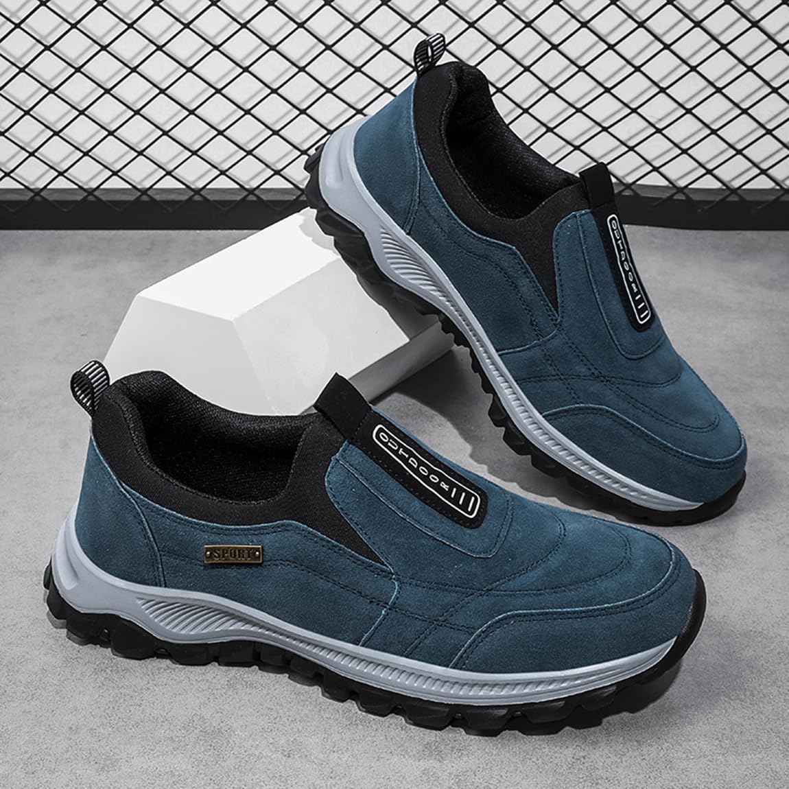 Scarpe Senza Lacci Ortopediche Uomo Scarpe da Trekking Ginnastica in Suede Slip On Comode Scarpe da Escursionismo Outdoor