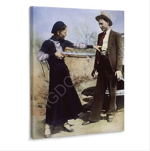 EKEGUY Bonnie And Clyde Highwaymen - Póster de lona en blanco y negro, 1 póster de lienzo para decoración de dormitorio, oficina, habitación, disponible en Yaxa Peru