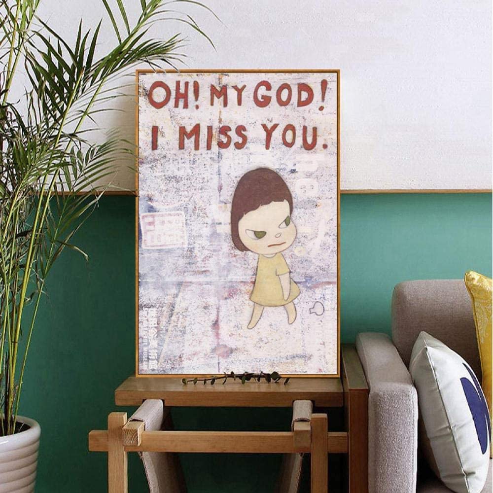 Amazon.com: Nara Yoshitomo Poster《Oh My God I Miss You》 Cartoon